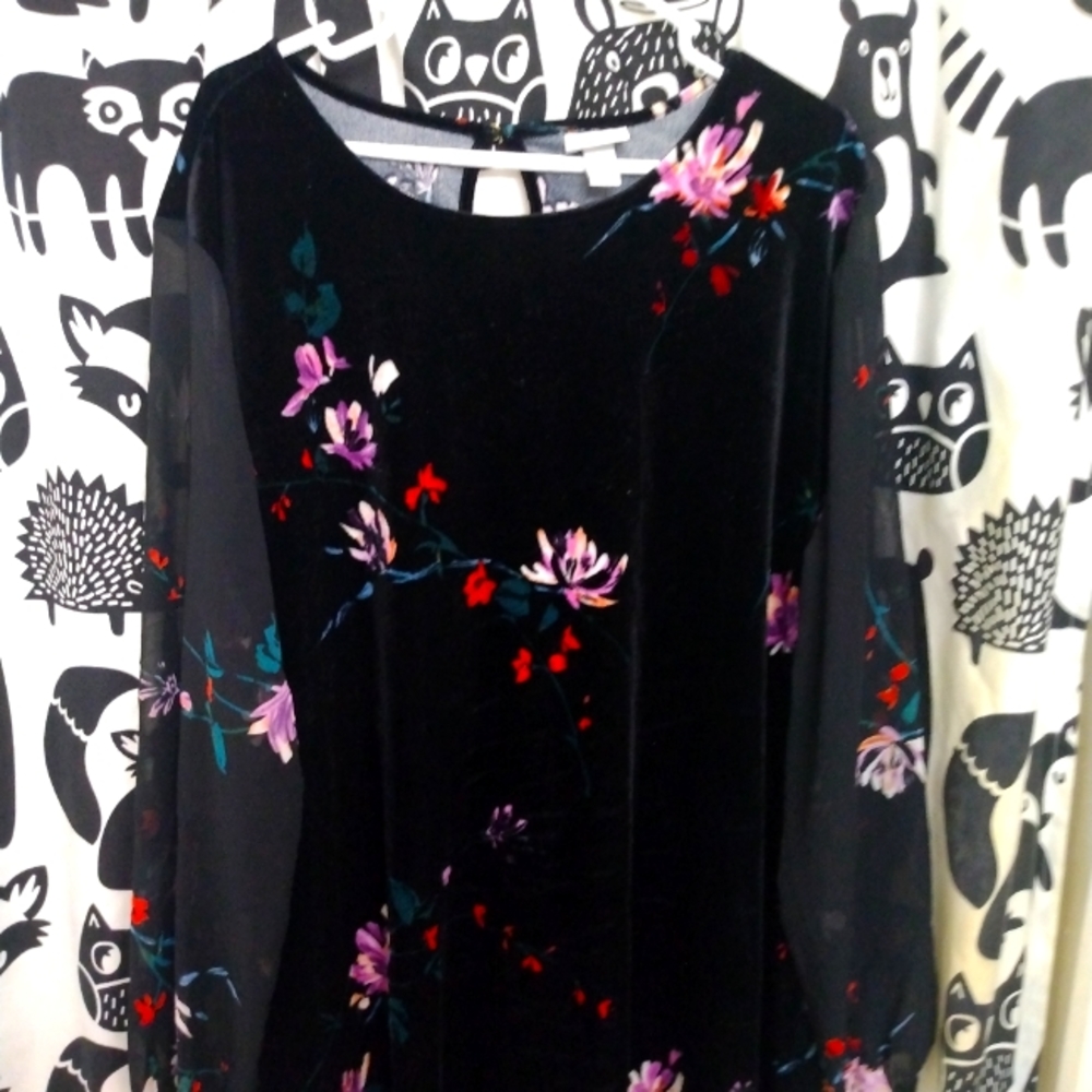 Velour and Chiffon shift dress